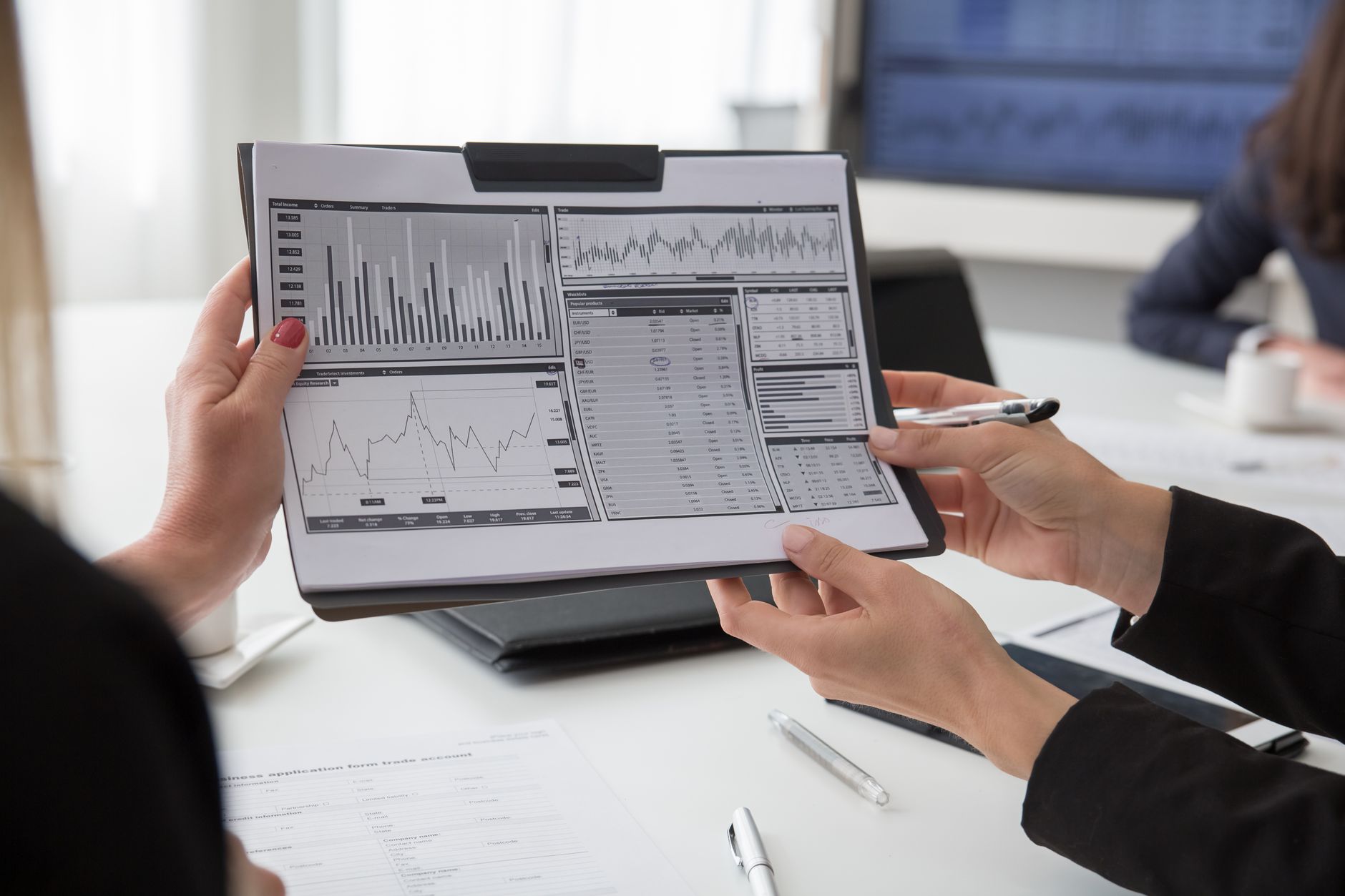 Business people analysis dashboard report platform background